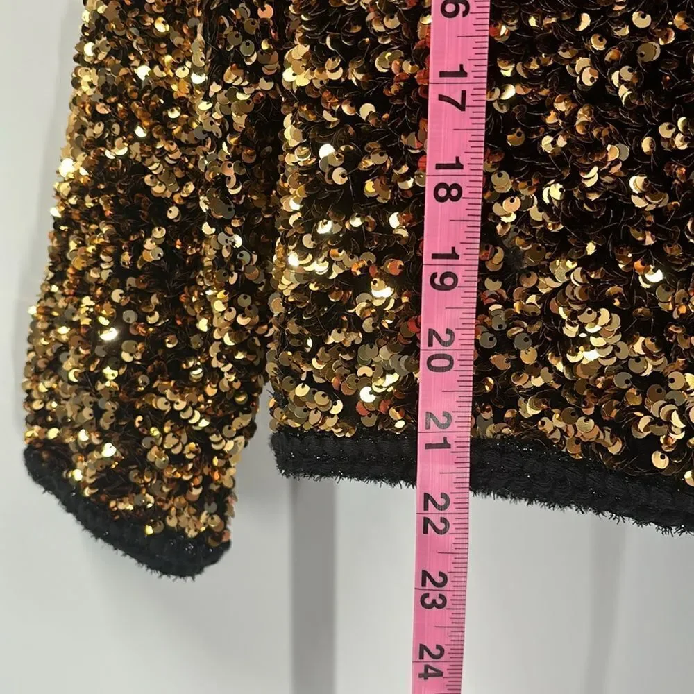 Self-Portrait Gold Sequined Jacket Blazer Size 2